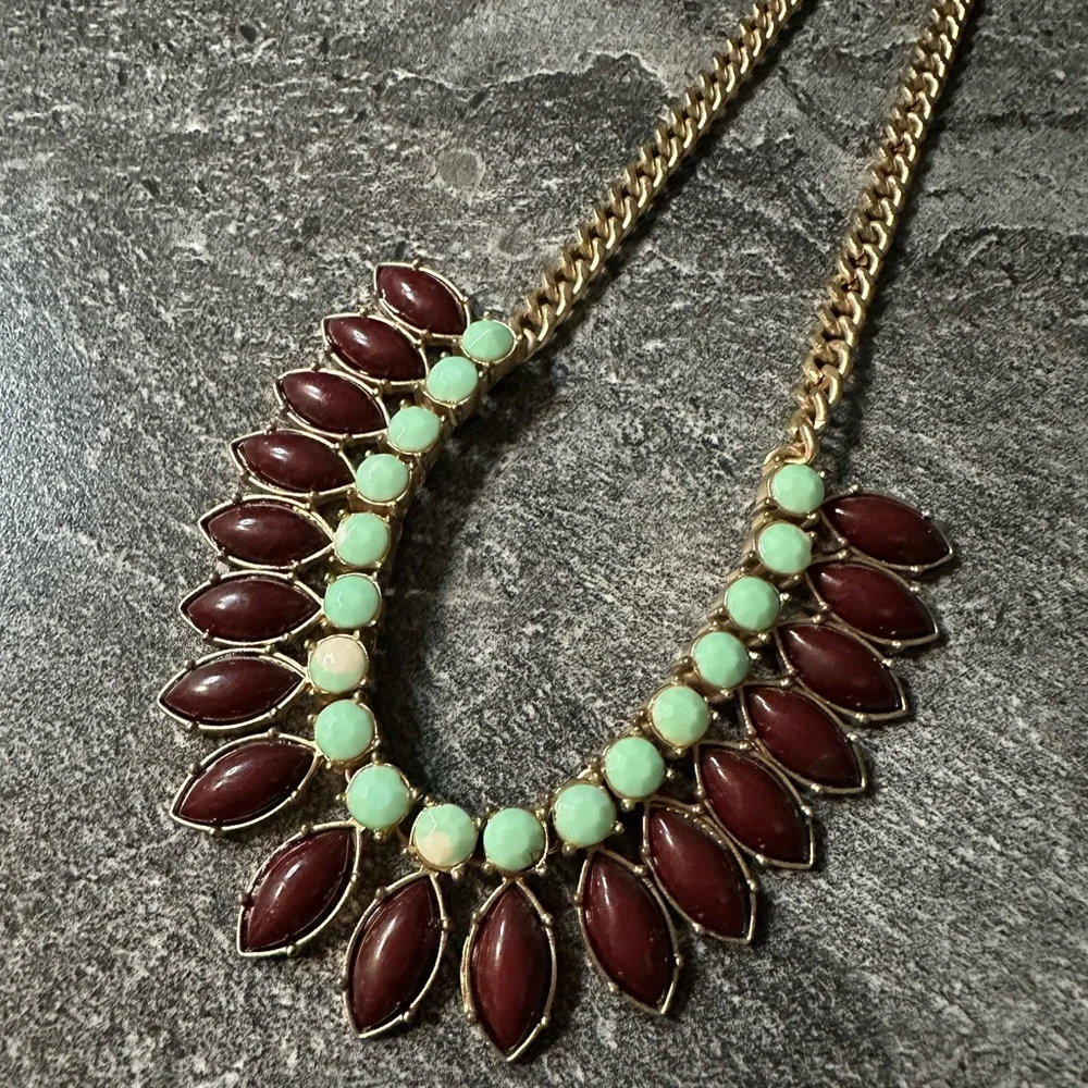 Vintage Gold Chain Necklace with Marquise Cut Stones - Picture 1 of 5